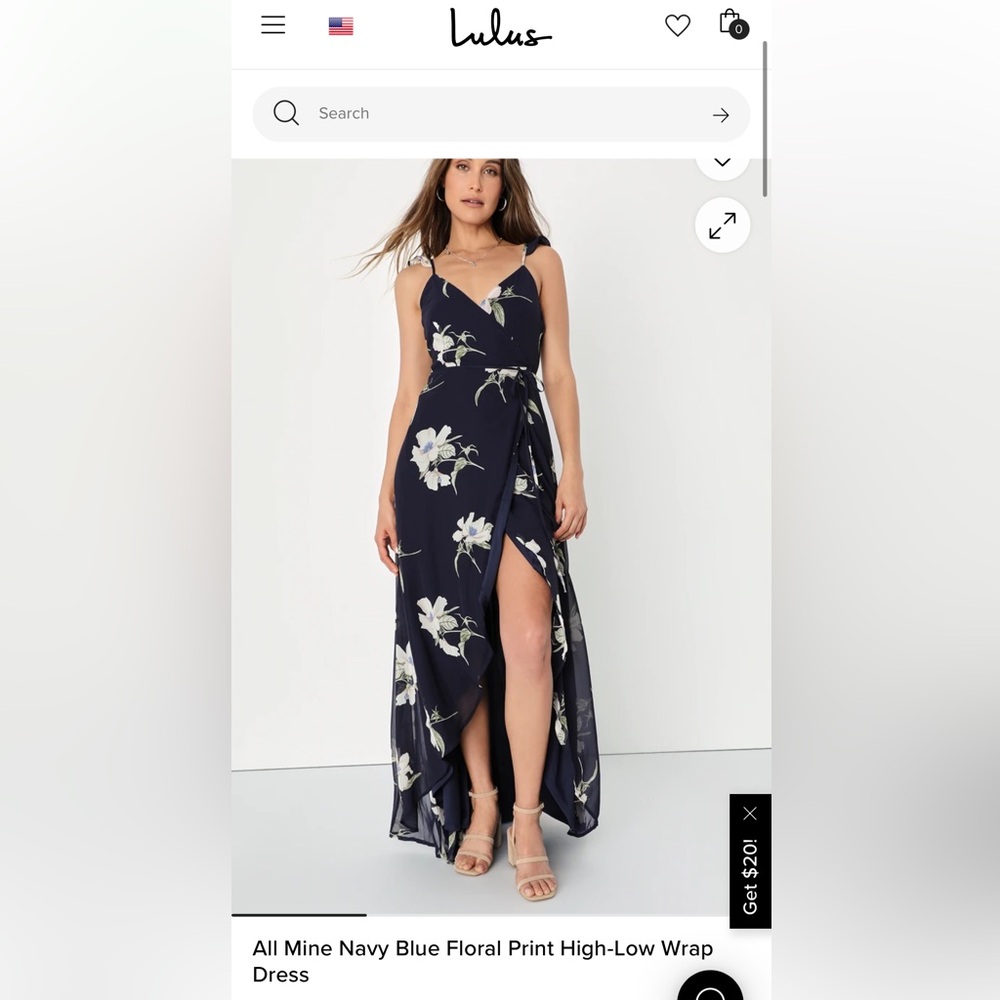 Lulu's Navy Floral High-Low Wrap Dress